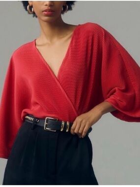 NWT Anthropologie red wrap top